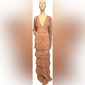 Rubber Ducky Productions, Inc. Pink Lace Maxi Dress